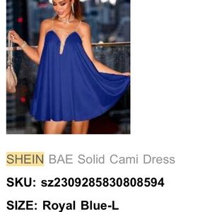 Combat Blue Shein Dress with Rhinestone straps.